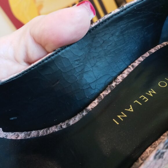 Antonio Melani Pink Snake Skin Bowtique Peep Toe Heels NIB - Picture 7 of 11